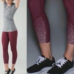 Lululemon Tight Stuff Maroon Scallop Hem Legging